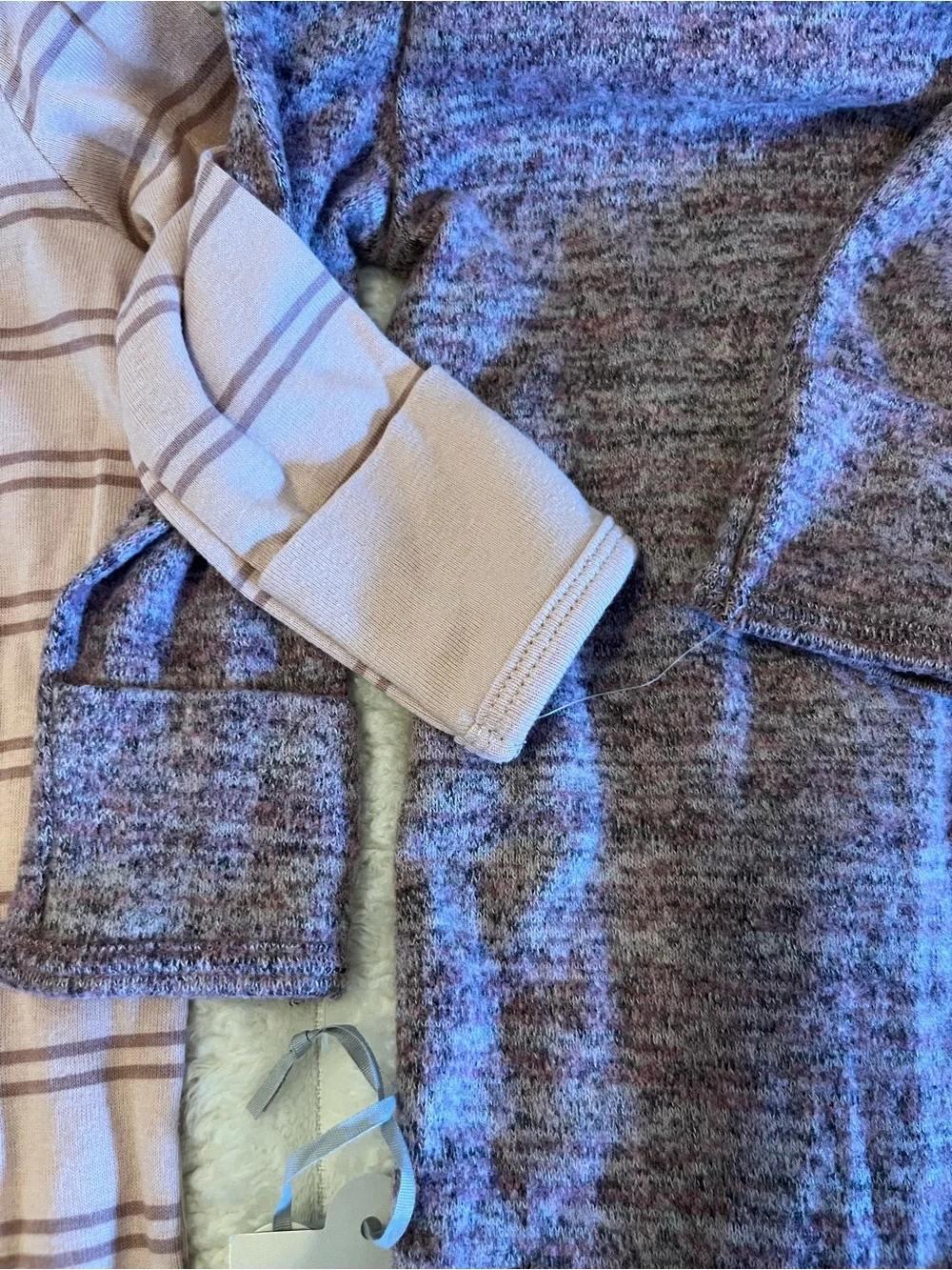 cloud island Mauve Knit & Pink Striped Baby One-Piece Footies Set